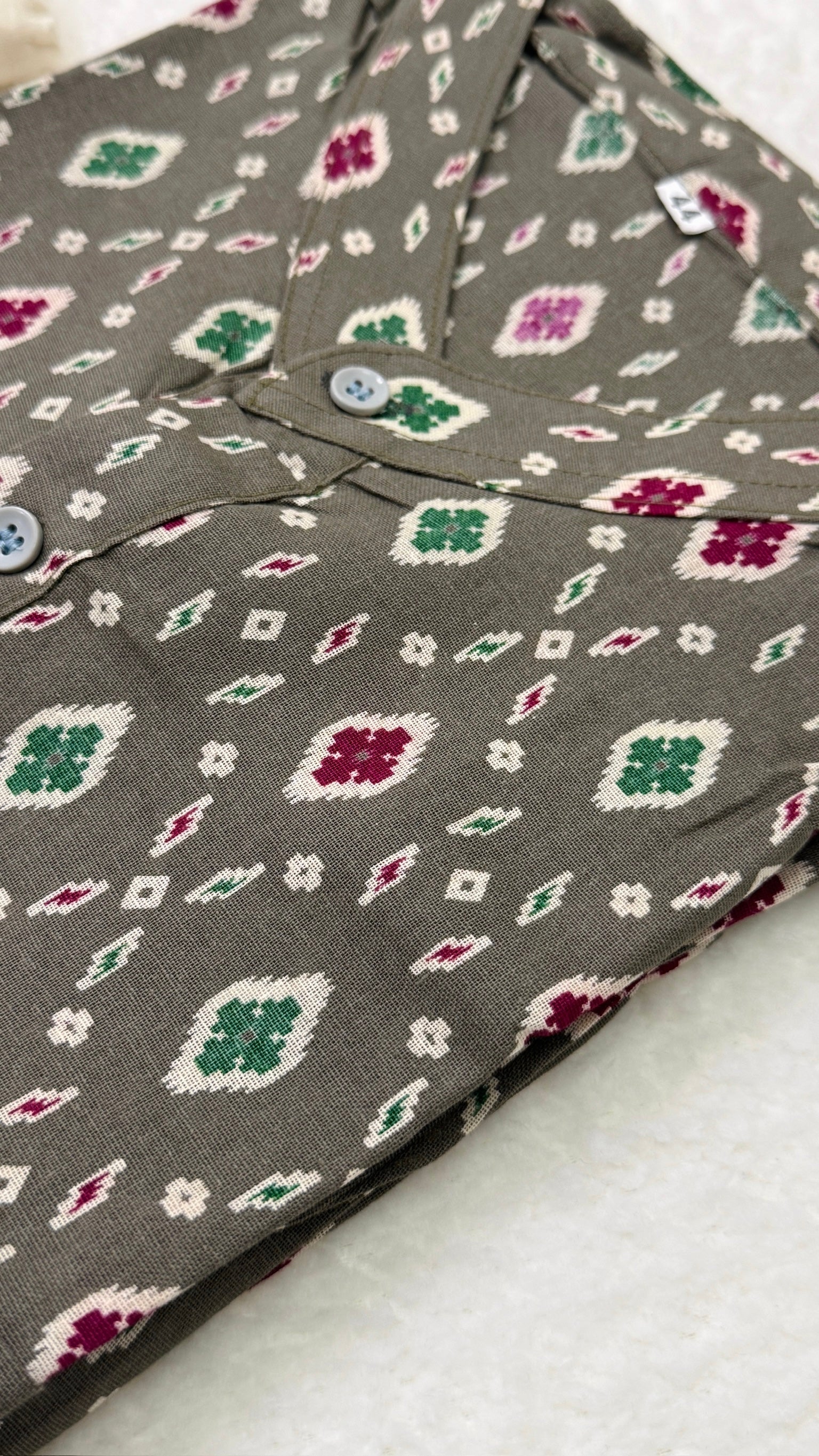 Ajrakh Grey Kurta and Mundu